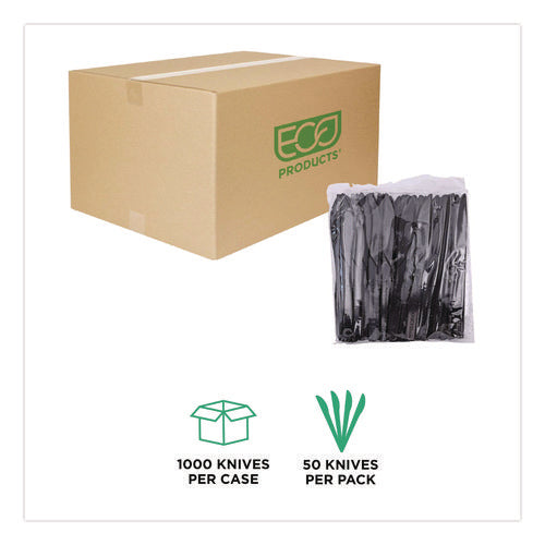 Image of Eco-Products® 100% Recycled Content Cutlery, Knife, Plastic, Black, 50/Pack, 20 Packs/Carton
