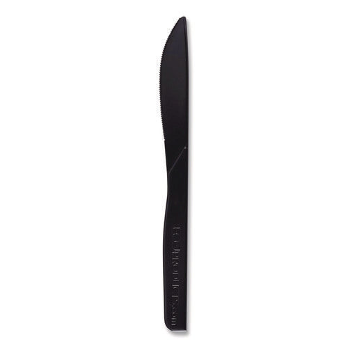 Image of Eco-Products® 100% Recycled Content Cutlery, Knife, Plastic, Black, 50/Pack, 20 Packs/Carton