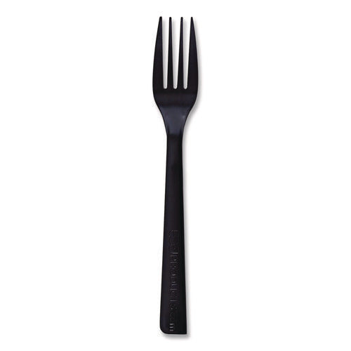 Image of Eco-Products® 100% Recycled Content Cutlery, Fork, Plastic, Black, 50/Pack, 20 Packs/Carton