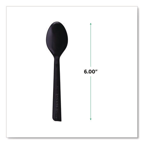 Image of Eco-Products® 100% Recycled Content Cutlery, Spoon, Plastic, Black, 50/Pack, 20 Pack/Carton