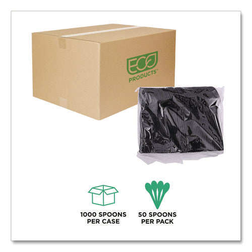 Image of Eco-Products® 100% Recycled Content Cutlery, Spoon, Plastic, Black, 50/Pack, 20 Pack/Carton