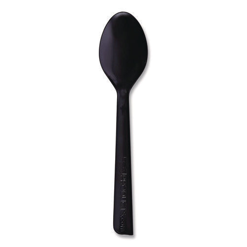 Image of Eco-Products® 100% Recycled Content Cutlery, Spoon, Plastic, Black, 50/Pack, 20 Pack/Carton