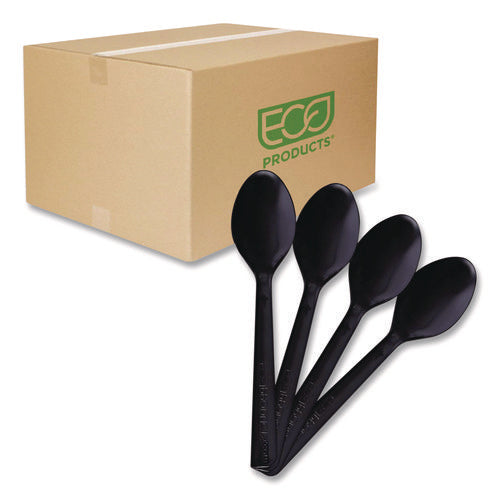 Image of Eco-Products® 100% Recycled Content Cutlery, Spoon, Plastic, Black, 50/Pack, 20 Pack/Carton