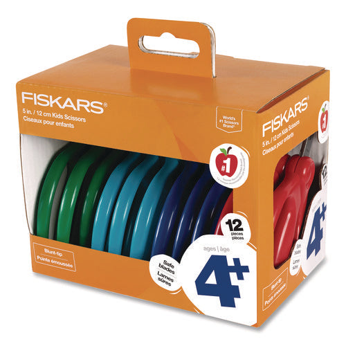 Image of Fiskars® Kids Scissors Classpack, 5" Long, Straight Assorted Handle Colors, 12/Pack