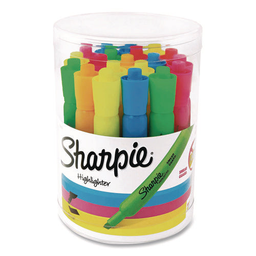 Image of Sharpie® Smear Guard Tank Highlighters, Assorted Ink, Chisel Tip, Assorted Barrel, 20/Pack