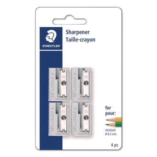 Image of Staedtler® Handheld Manual Pencil Sharpener, 2.95 x 4.72 x 0.79, Gray/Silver, 4/Pack