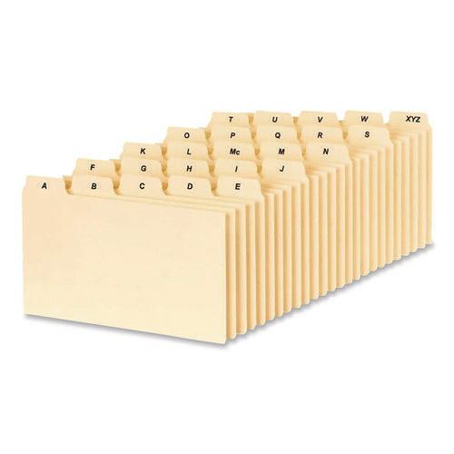 Image of Oxford A-Z Index Card Files, 1/5-Cut Top Tab, Assorted Position, 3 x 5, Manila, 25/Set