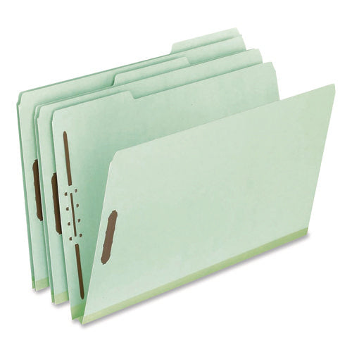 Image of Pendaflex® Colored Pressboard Top Tab Fastener Folders, 1" Expansion, 2 Fasteners, Legal Size, Light Green Exterior, 25/Box