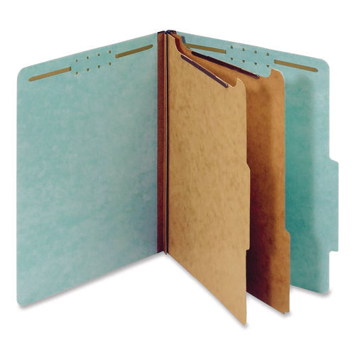 Image of Pendaflex® Colored Pressboard Top Tab Classification Folders, 2.5" Expansion, 2 Dividers, 6 Fasteners, Letter Size, Light Blue, 10/Box