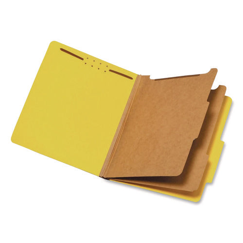 Image of Pendaflex® Colored Pressboard Top Tab Classification Folders, 2.5" Expansion, 2 Dividers, 6 Fasteners, Letter Size, Yellow, 10/Box