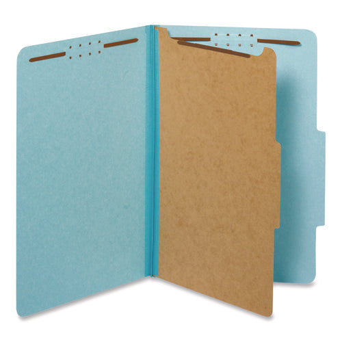 Image of Pendaflex® Colored Pressboard Top Tab Classification Folders, 1.75" Expansion, 1 Divider, 4 Fasteners, Legal Size, Light Blue, 10/Box