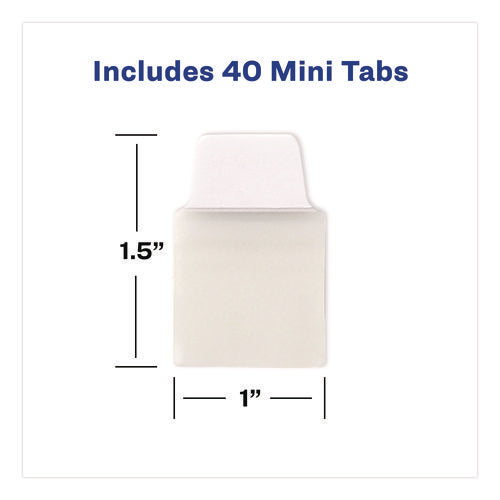 Image of Avery® Ultra Tabs Repositionable Tabs, 1/10-Cut, 1" Wide, White, 40/Pack