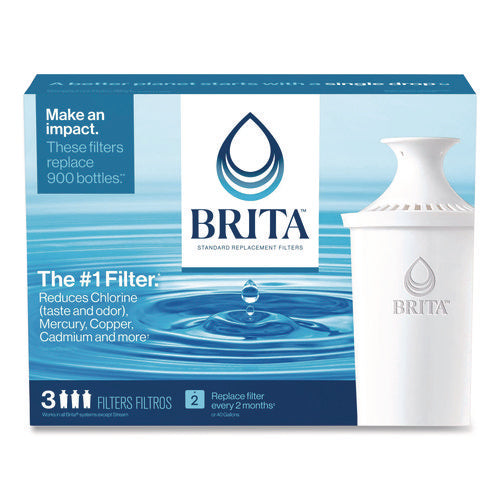 Image of Brita® Standard Replacement Filters for Pitchers, 3/Pack, 8 Packs/Carton
