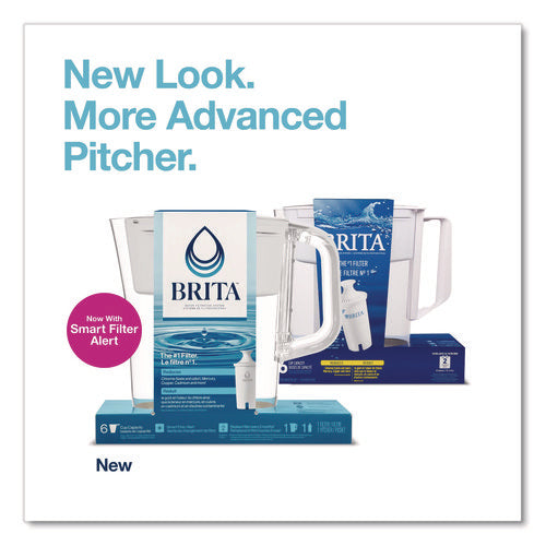 Image of Brita® Small 6-Cup Water Filter Pitcher with 1 Standard Filter, Denali, White, 2/Carton