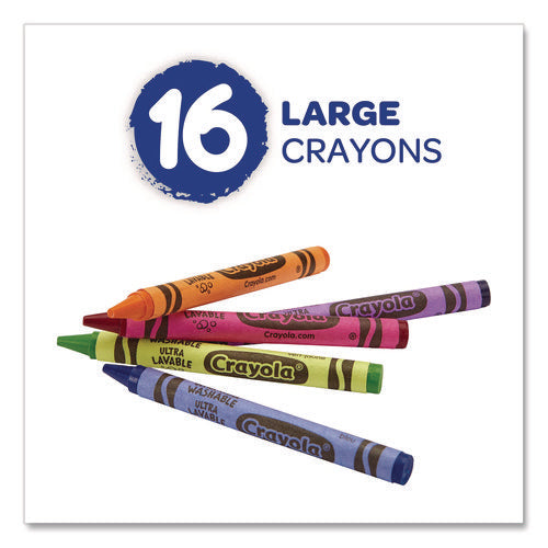 Image of Crayola® Ultra-Clean Washable Crayons, Large, Assorted, 16/Box