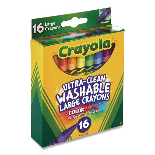 Image of Crayola® Ultra-Clean Washable Crayons, Large, Assorted, 16/Box