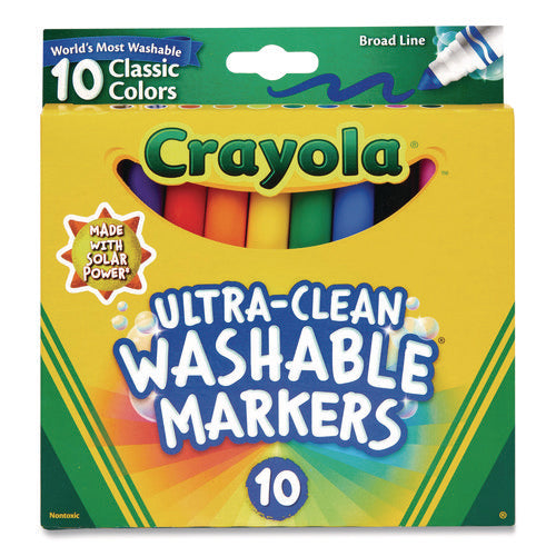 Image of Crayola® ULTRA-CLEAN WASHABLE MARKERS, BROAD BULLET TIP, ASSORTED COLORS, 10/PACK
