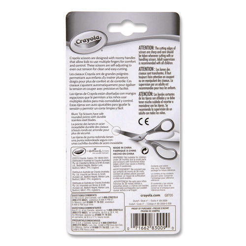 Image of Crayola® Blunt Tip Kid's Scissors, 5" Cut Length, Straight Blue Handle
