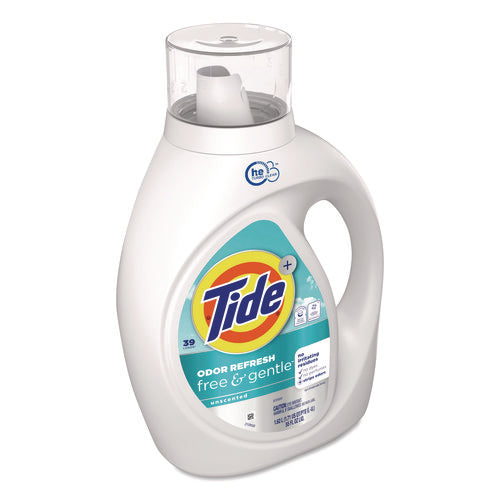 Image of Tide® Free and Gentle Odor Refresh Liquid Laundry Detergent, 39 Loads, 55 oz Bottle, 4/Carton