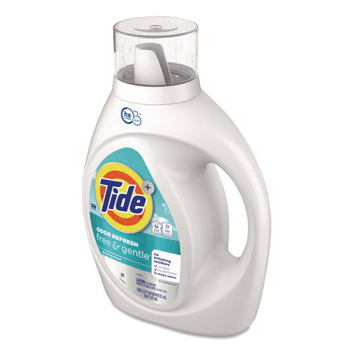 Image of Tide® Free and Gentle Odor Refresh Liquid Laundry Detergent, 39 Loads, 55 oz Bottle, 4/Carton