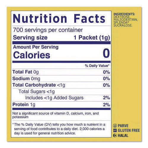 Image of Splenda® No Calorie Sweetener, 0.04 oz Packet, 400/Box, 5 Boxes/Carton