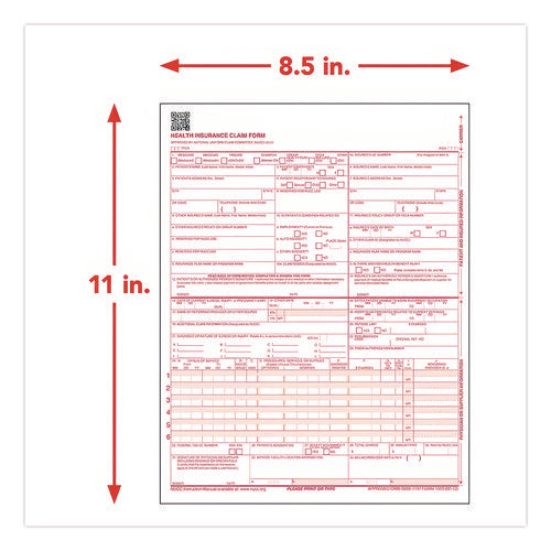 Image of ComplyRight® CMS-1500 Health Insurance Claim Form, One-Part (No Copies), 8.5 x 11, 1,000 Forms Total