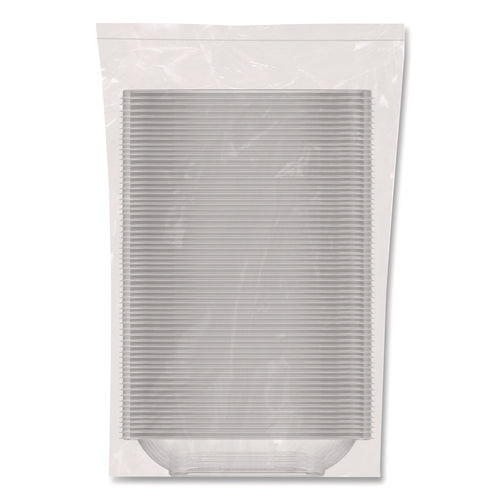 Image of Dart® Square Plastic Bowls, 24 oz, 5 x 5 x 1.99, Clear, Plastic, 63 Bowls/Sleeve, 4 Sleeves/Carton