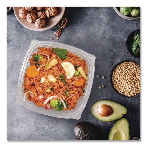 Image of Dart® Square Plastic Bowls, 24 oz, 5 x 5 x 1.99, Clear, Plastic, 63 Bowls/Sleeve, 4 Sleeves/Carton
