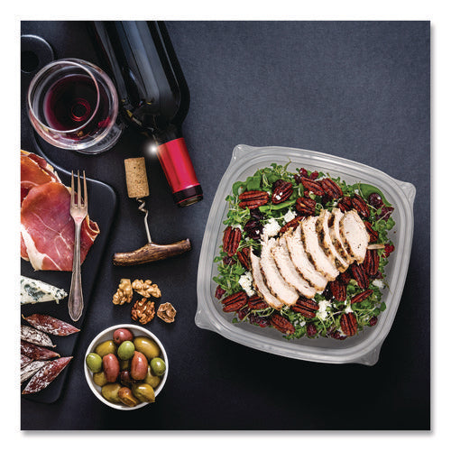 Image of Dart® Square Plastic Bowls, 24 oz, 5 x 5 x 1.99, Clear, Plastic, 63 Bowls/Sleeve, 4 Sleeves/Carton