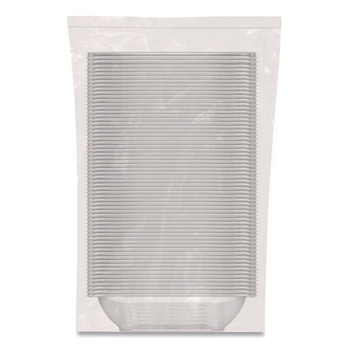 Image of Dart® Square Plastic Bowls, 32 oz, 5 x 5 x 1.49, Clear, Plastic, 63 Bowls/Sleeve, 4 Sleeves/Carton