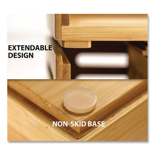 Image of Officemate Bamboo Stackable Document Organizer with Drawer, 2 Sections, Letter Size Files, 14.09" x 10.08" x 7.7", Brown
