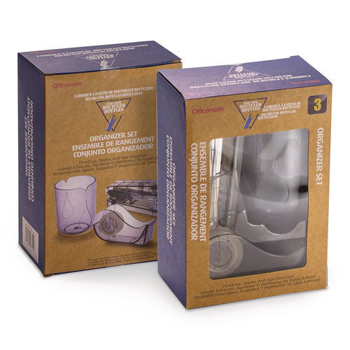 Image of Officemate Three-Piece Desk Set, Stapler, Tape Dispenser with Tape, Pencil Cup