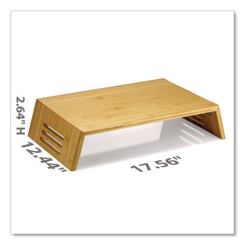 Image of Officemate Bamboo Desktop Monitor Stand, For 16" Monitors, 17.56 x 12.44 x 2.64, Brown, Supports 20 lbs