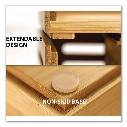 Image of Officemate Bamboo Desktop Monitor Stand, For 16" Monitors, 17.56 x 12.44 x 2.64, Brown, Supports 20 lbs