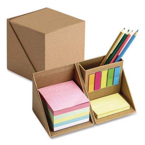 Image of Officemate Desk Supply Organizer, 3 Compartments, 3.5 x 3.5 x 3.5, Brown, Paper
