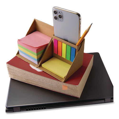 Image of Officemate Desk Supply Organizer, 3 Compartments, 3.5 x 3.5 x 3.5, Brown, Paper