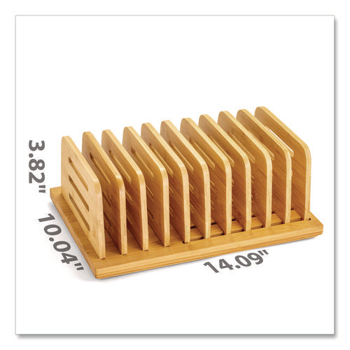 Image of Officemate Bamboo Large File Sorter, 9 Sections, A6/A7/A8/A9/Legal/Letter/Tabloid Size Files, 14.09 x 10.04 x 3.82, Brown