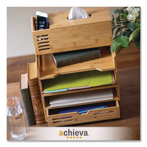 Image of Officemate Bamboo Stackable Desktop Document Trays, 2 Sections, Letter Size Files, 14.09" x 10.47" x 4.4", Brown, 2/Pack