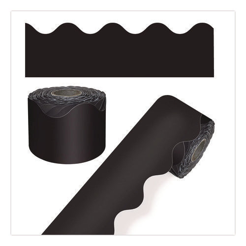 Image of Carson-Dellosa Education Rolled Scalloped Border, 2.25" x 65 ft, Black