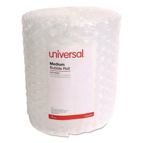 Image of Universal® Bubble Packaging, 0.31" Thick, 12" x 30 ft, Perforated Every 12", Clear, 12/Carton