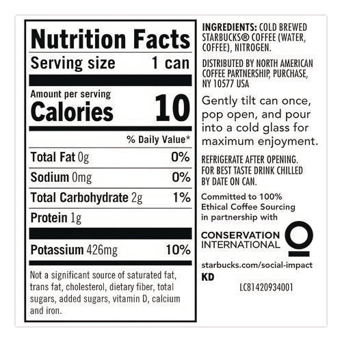 Image of Starbucks® Nitro Cold Brew Coffee, Black Unsweetened, 9.6 oz Can, 12/Carton