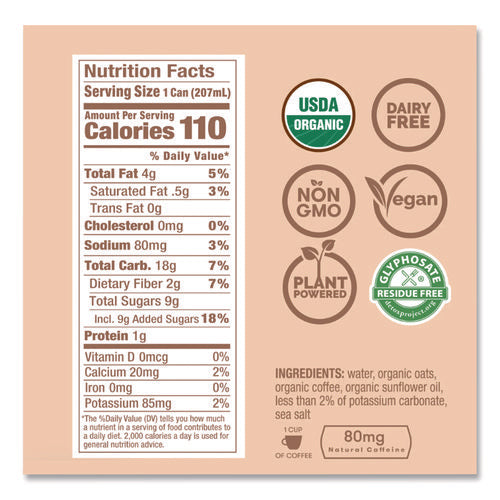 Image of RISE Brewing Co.® Nitro Cold Brew Latte, Oat Milk, 7 oz Can, 12/Carton
