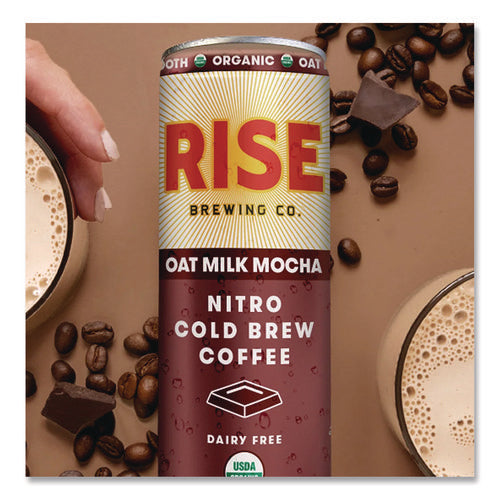 Image of RISE Brewing Co.® Nitro Cold Brew Latte, Oat Milk Mocha, 7 oz Can, 12/Carton