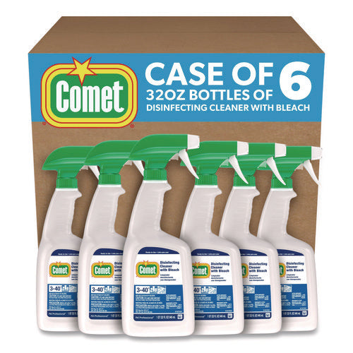 Image of Comet® Disinfecting Cleaner with Bleach, Fresh Scent, 32 oz Bottles, 8 Bottles and 2 Trigger Sprayers/Carton