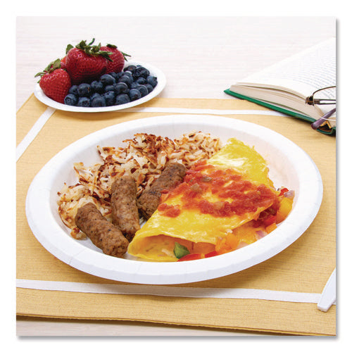Image of SOLO® Compostable Paper Dinnerware, ProPlanet Seal, Plate, 10" dia, White, 500/Carton