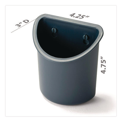 Image of Universal® Recycled Plastic Cubicle Pencil Cup, 4.25 x 2.5 x 5, Wall Mount, Charcoal