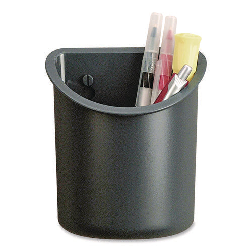 Image of Universal® Recycled Plastic Cubicle Pencil Cup, 4.25 x 2.5 x 5, Wall Mount, Charcoal