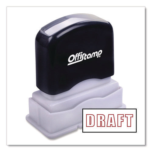 Image of Offistamp® Pre-Inked Message Stamp, Draft, 1.63" X 0.38", Red Ink