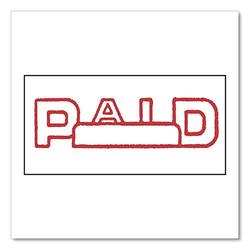 Image of Offistamp® Pre-Inked Message Stamp With Blank Date Box, Paid, 1.63" X 0.38", Red Ink