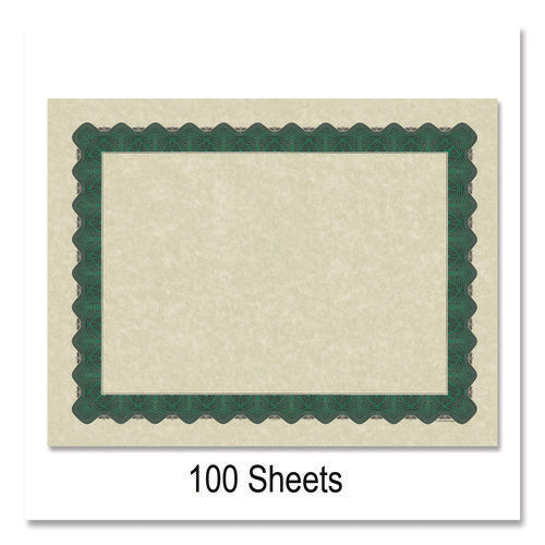Image of Great Papers!® Metallic Border Certificates, 11 X 8.5, Ivory/green With Green Border, 100/pack
